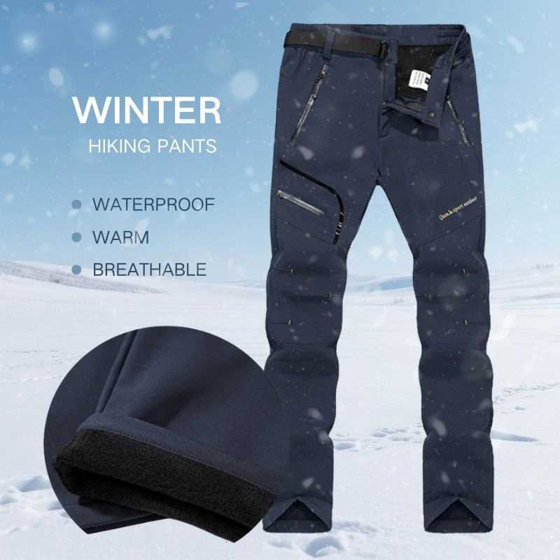 Men's Pants Men's Skiing Pants Camping Fleece Lined Waterproof Winter Insulated Hiking Trekking Trousers Outdoor Work Hunting H260924