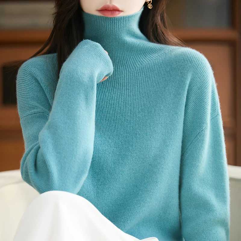 Women's Sweaters 100% Merino wool knitted women's high neck sweater soft autumn and winter hot selling long sleeved pullover woman wool sw