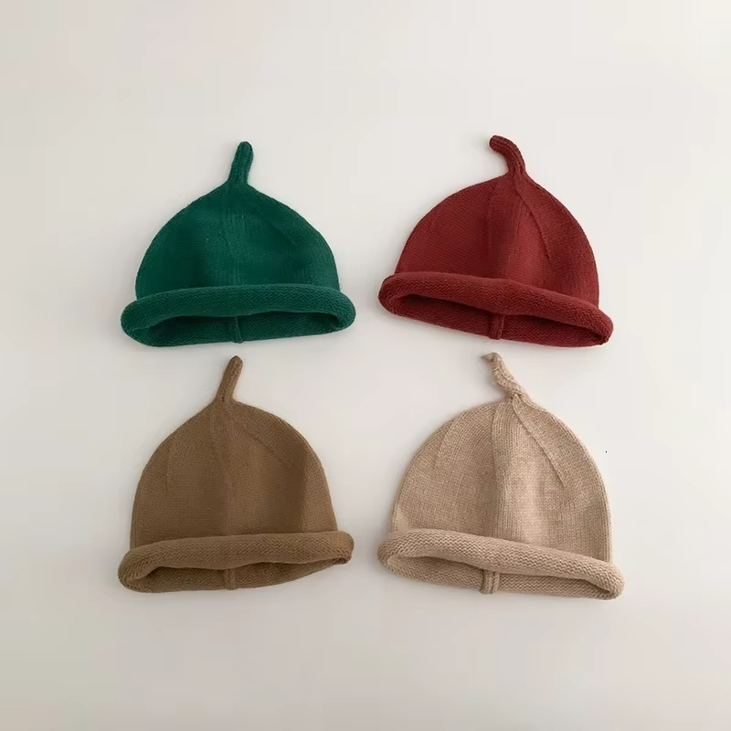 Winter Pompom Baby Beanie Hat Solid Color Knitted Woolen Cap for Kids Boy Girls Outdoor Warm Thicken Toddler Pullover Caps
