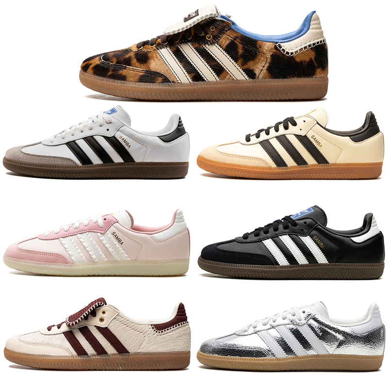 Samba OG Wales Bonner trainers black white silver leopard point men women sneakers comfortable outdoor versatile leather footwear stylish causal run