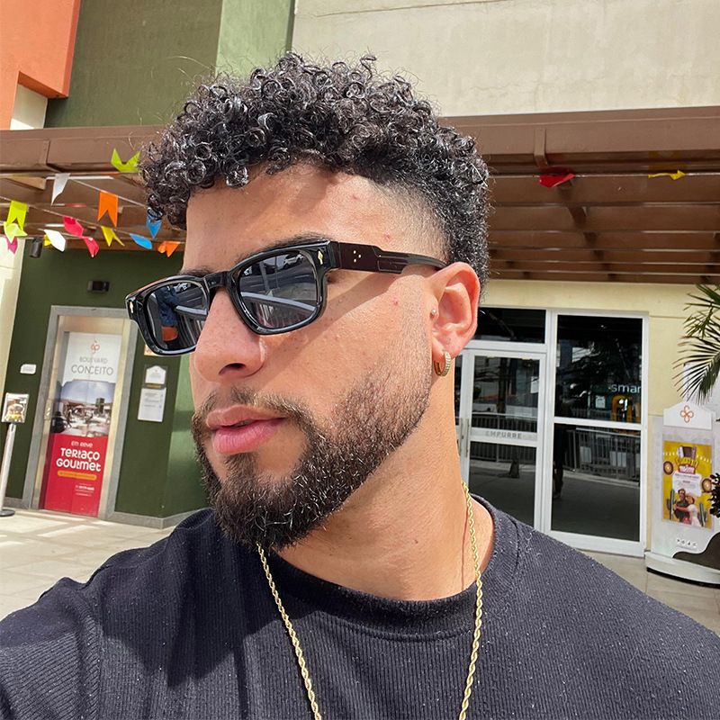 Luxury Brand Designer Sunglasses Trendy Men's Narrow-Frame Sunglasses, Retro Square Street Style, European And American Fashion Eyewear, Sun Pr