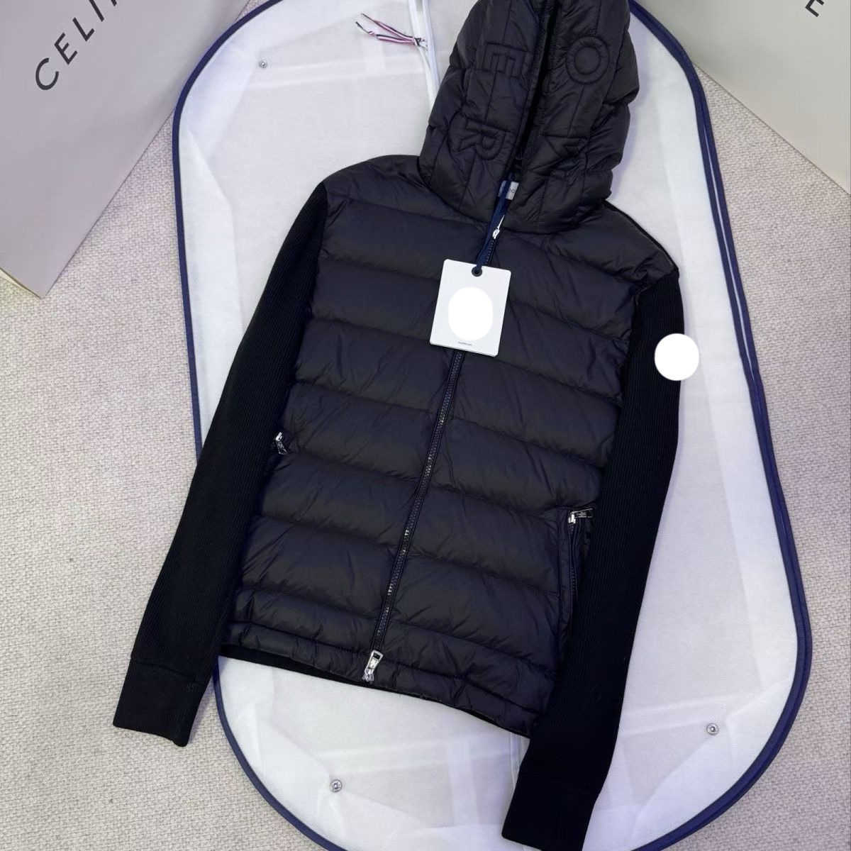 M Knitted Patchwork Casual Raincoat for Men White Duck Down Slim Fit Winter Style T260924