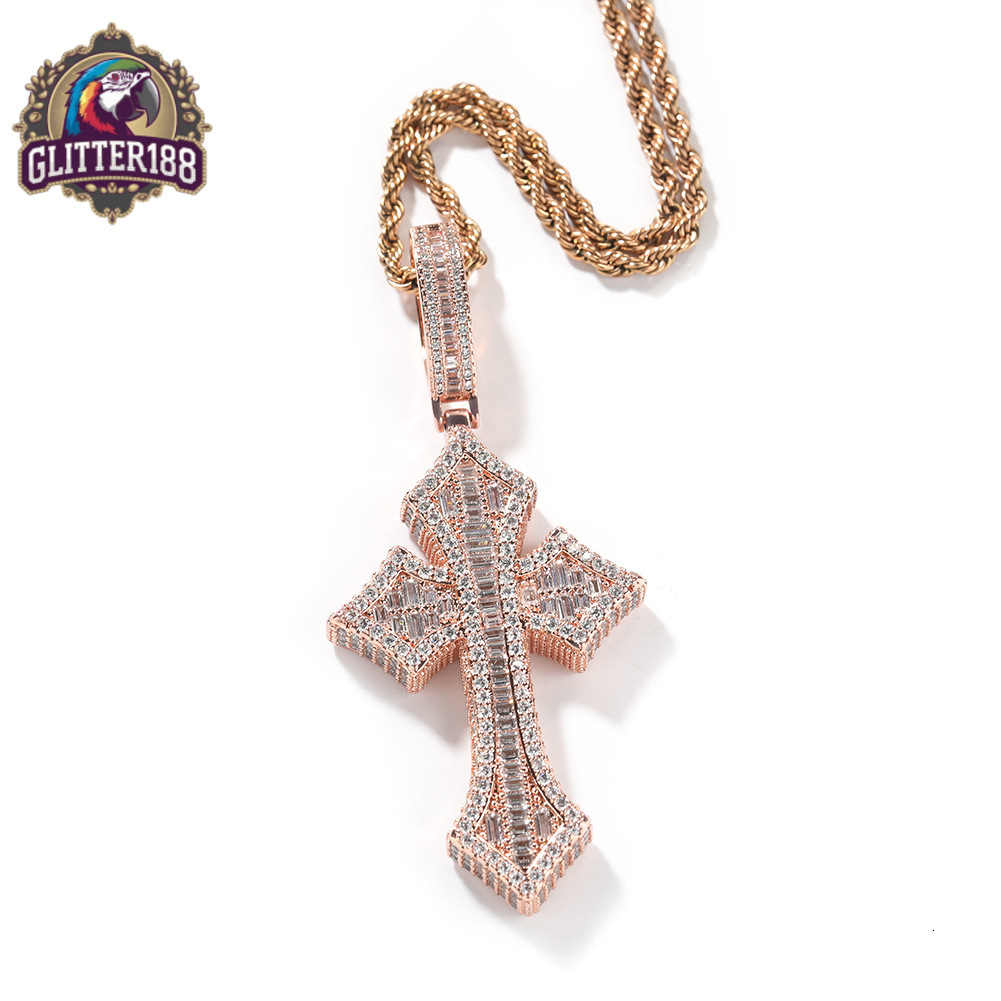 New Moissanite Cross Pendant Necklace Hip-hop Rap Trend Men's Necklace Accessories Wholesale