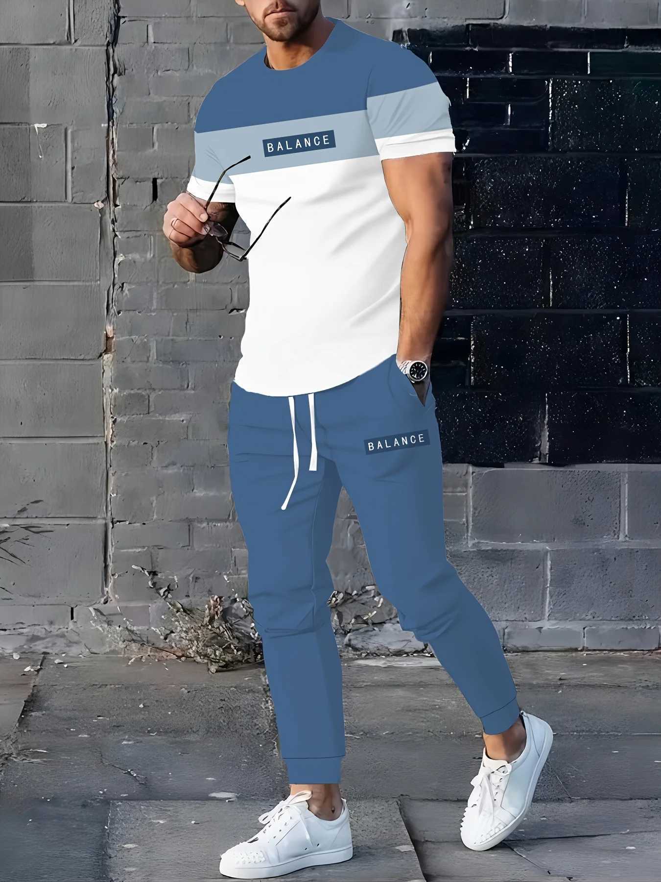 The new men's set for summer 2025 3D printed casual modern and simple style outdoor sportswear T260924