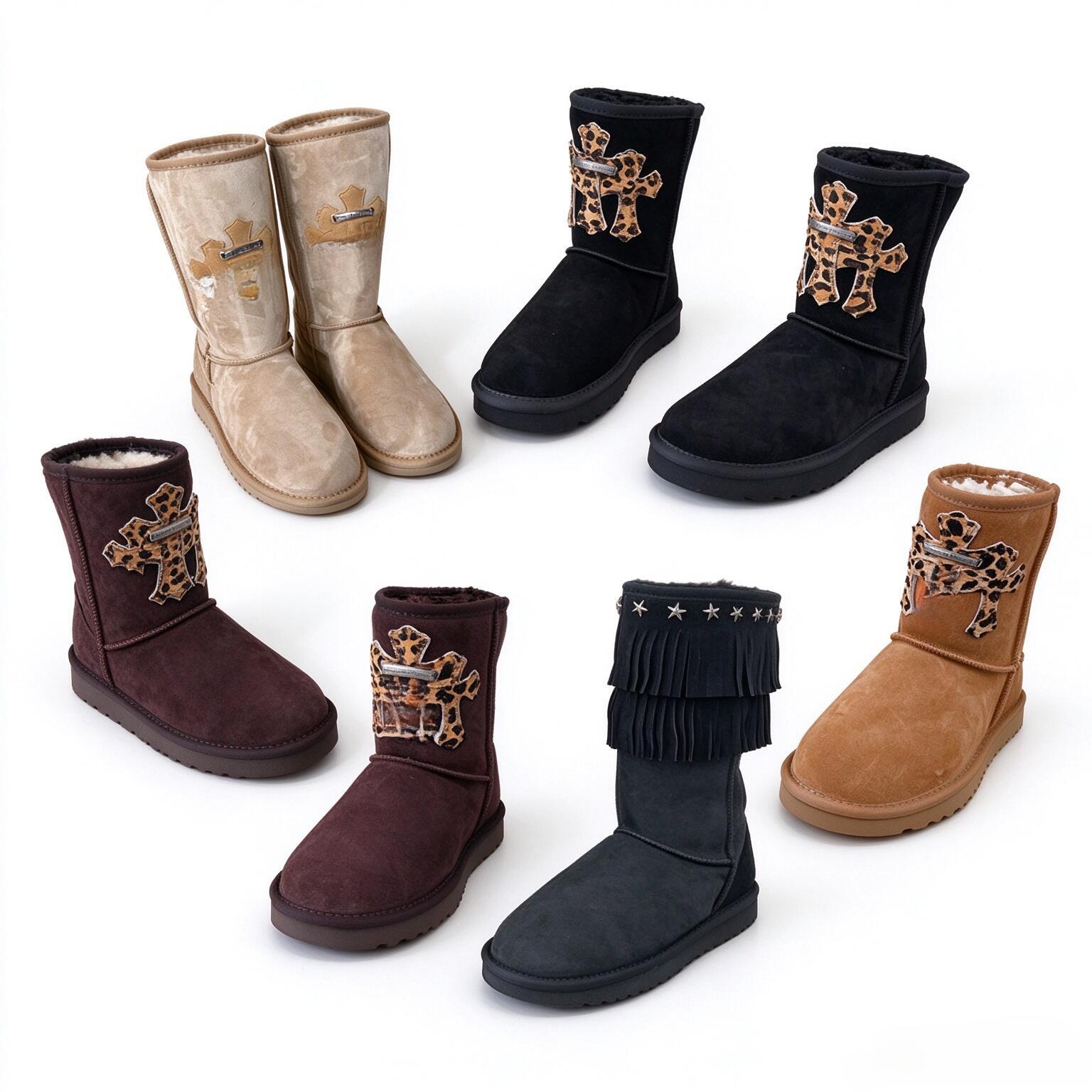 Top 10A designer snow boots, unisex platform boots, available in brown, black, and pink, mid-calf winter boots, non-slip boots, luxury brand boots 5