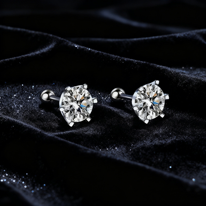Orecchini standard a vite Moissanite da 2 ct all'ingrosso Orecchini a bottone a sei punte in argento sterling S925 VVS D colore per uomo e donna