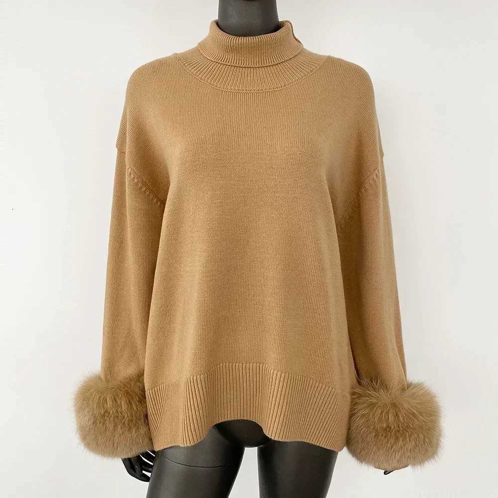 Women's Sweaters Autumn Winter New Fashion Sweater Women SLeeves Slim Fit Sweaters Fur Knitwear Pull Femme Vintage Natural Real Fur Coat H26092