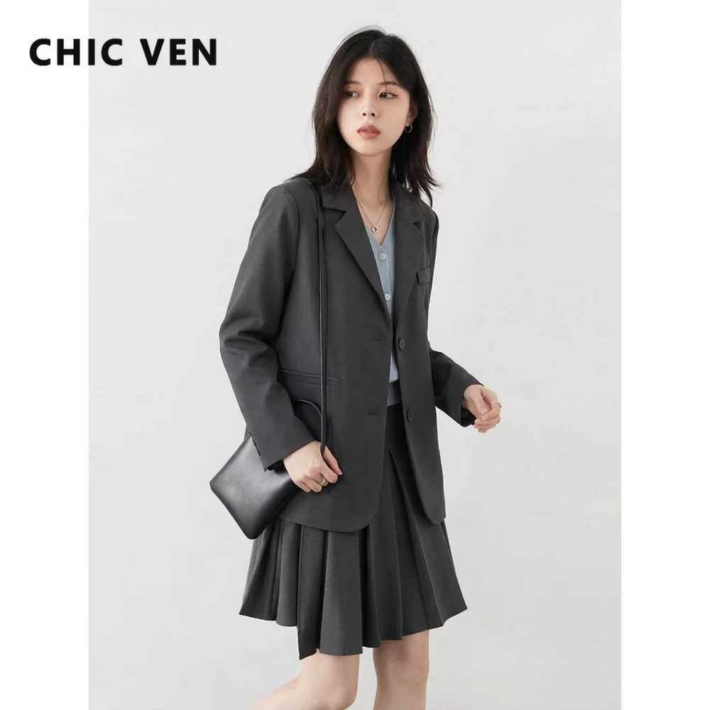 CHIC VEN Fashion Women Blazers Solid Single-breasted Casual New Back Slit Design Office Ladies Suit Jacket Spring Summer 2026 Z260924
