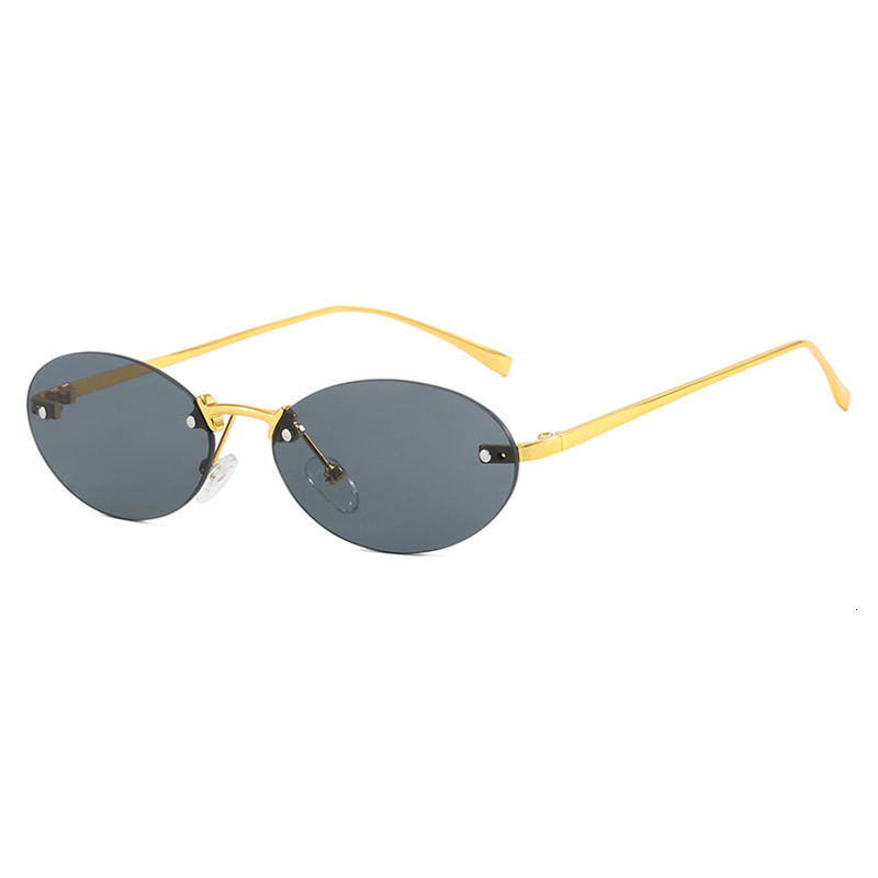 Vintage Brand Designer Sunglasses Oval Rimless Rivet 2024 New Fashion European And American Trend Street Style Sunglasses For Women High-End Designe