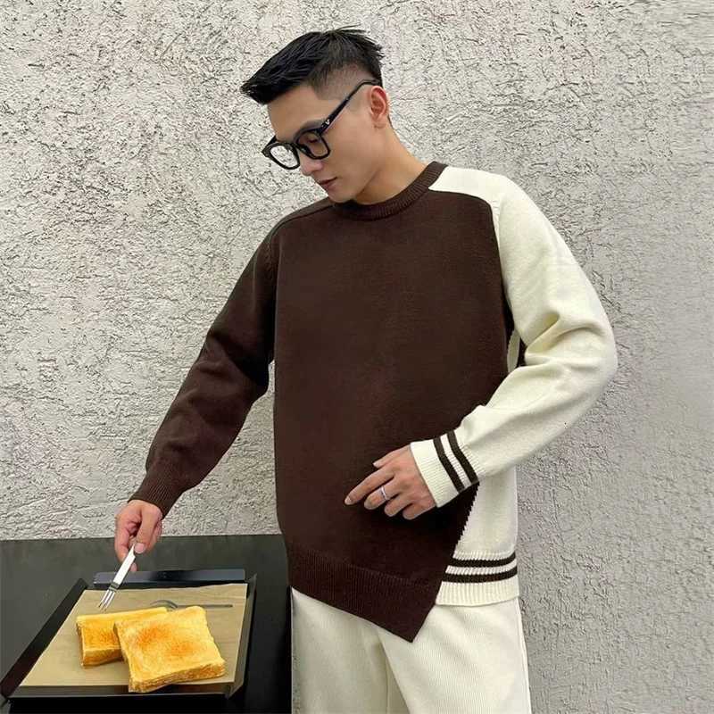 Mens Men's Sweaters Crewneck Pullovers Patchwork Knitted Sweaters Autumn Casual Y2K Vintage Knitwear Pull Homme Korean Fashion Luxury Clothing