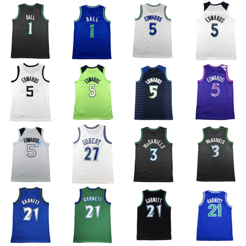 Anthony Edwards LaMelo Ball City Maillots de basket-ball pour hommes Jaden McDaniels Rudy Gobert Kevin Garnett Stephon Marbury Chemise rétro