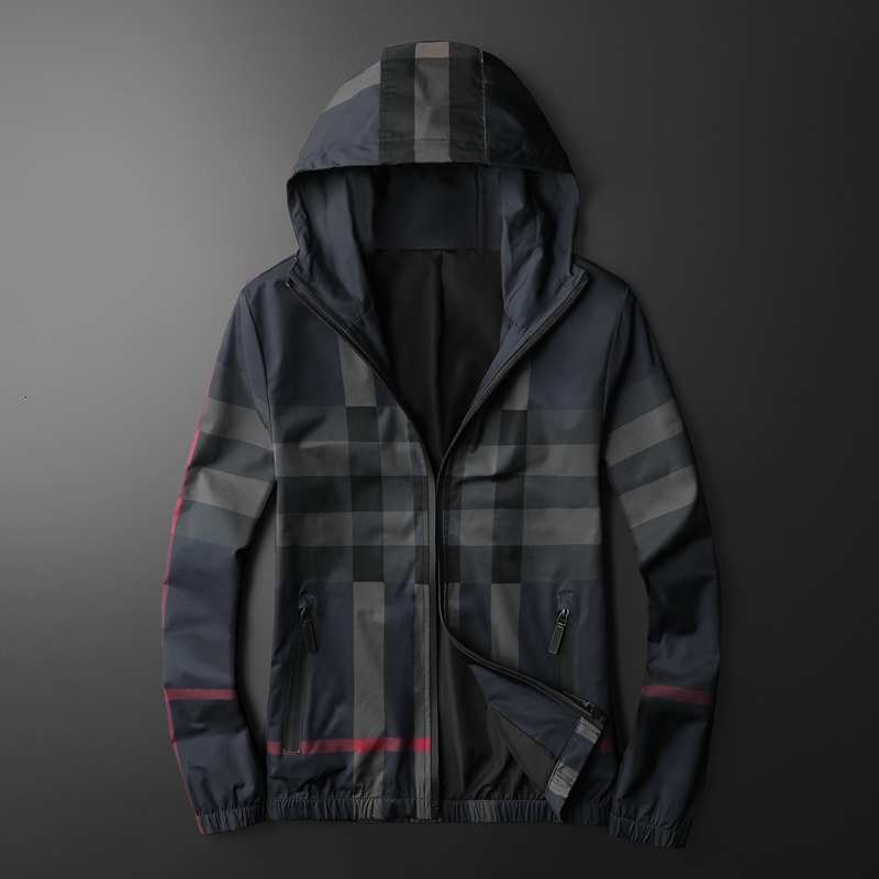 New Korean Style Fashionable Striped High-Quality Hooded Zipper Jacket, Men's Slim Fit Jacket Chaquetas