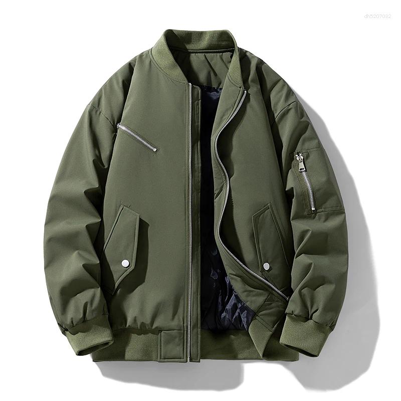 Autumn Winter Warm Jackets Men Stand Collar Casual Outwear Male Solid Zippers Loose Bomber Jacket Chic Streetwear Plus Size 8XL