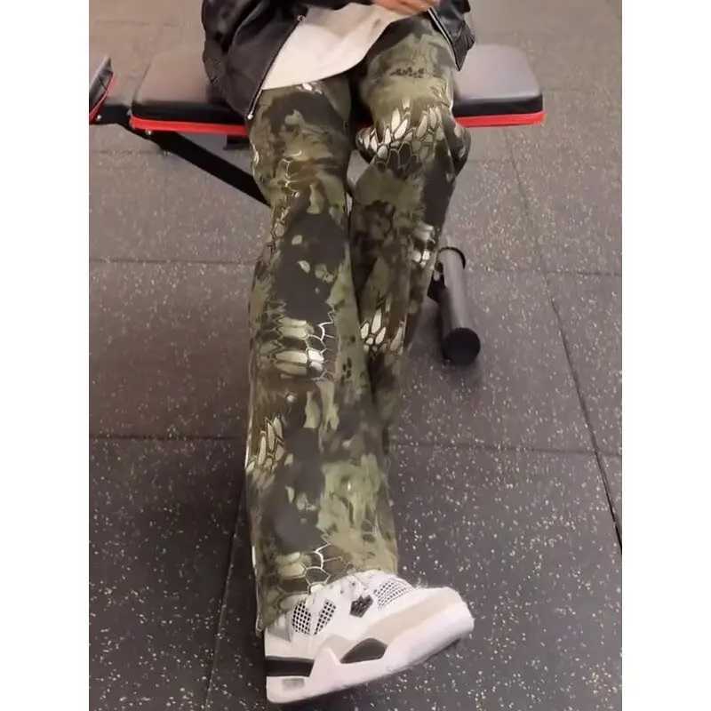 Men's Jeans Camouflage Snake Skin Pattern Jean Men's Autumn Winter Men's Jeans Spring Autumn Stylish Straight Leg Slimming Flared Pan