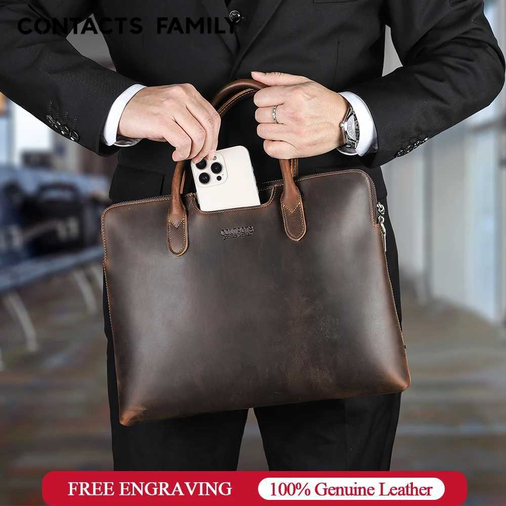 Briefcases Genuine Leather Men Briefcase Business Bag Portfolio Laptop Handbag Messenger Bag Male Document Office Bag H260923