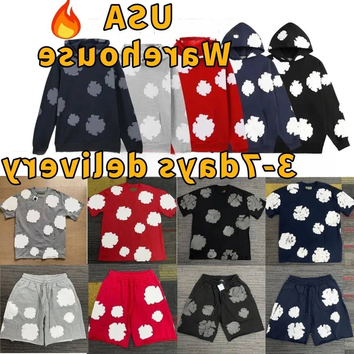 denim hoodie designer Mens denim hoodie short t shirts pullover hooded shorts designer for man and woman hip hop fashion sweatpants Cotton Wreath Sw