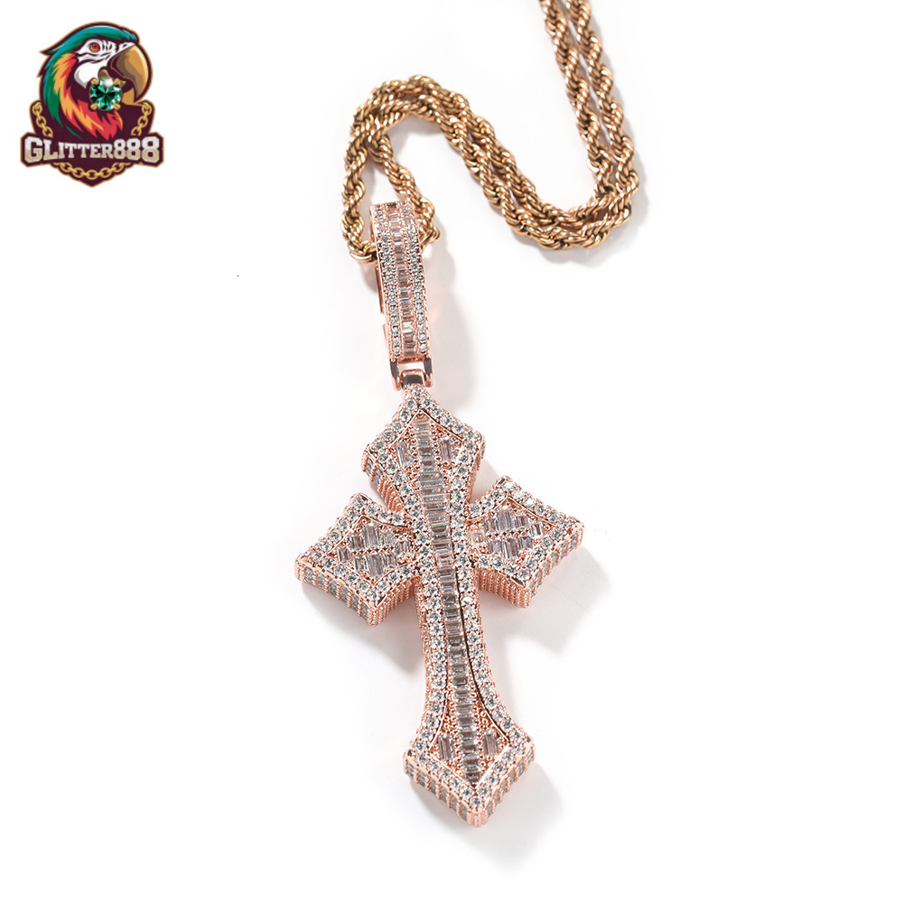 New Moissanite Cross Pendant Necklace Hip-hop Rap Trend Men's Necklace Accessories Wholesale