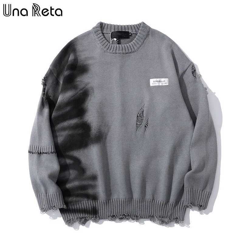 Sweaters Una Men's Reta Graffiti Sweater Men New Autumn Streetwear Men's Clothes Hip Hop Pullover Men Hole Oversize Couple Sweater C260923