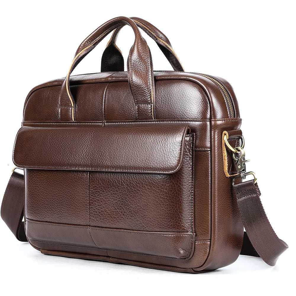 Briefcases Men's Briefcase Leather Large Capacity Computer Business Shoulder Crossbody Bag Casual Cowhide Handbag For Men H260923
