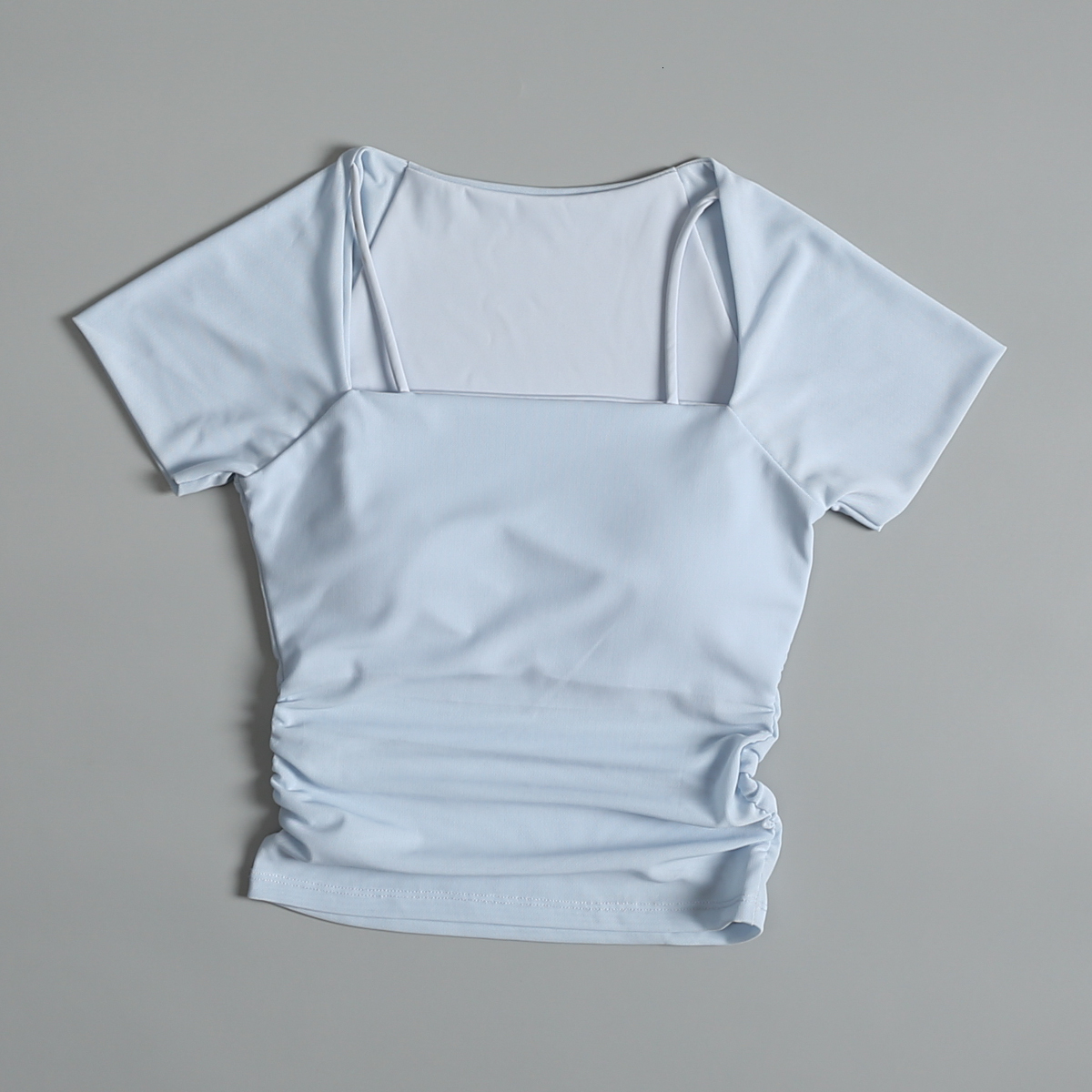 Fake Two-piece Mesh Fixed Cup Sports Underwear Wearing Jogging Chest Pad Yoga Short-sleeved Body Clothes for Women 26Y0924