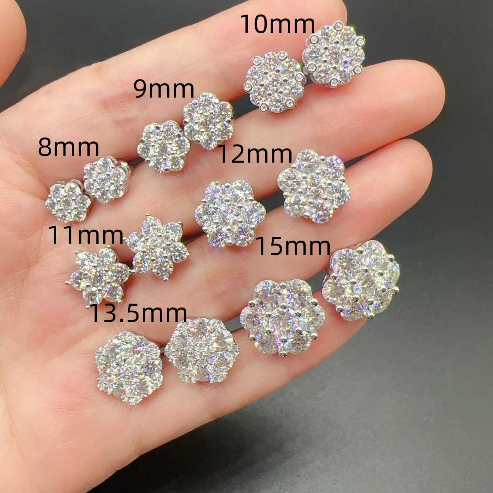 Classic Women's Moissanite Diamond Stud Flower Stud Earrings 925 Sterling Silver Jewelry Modern Moissanite Earring Luxury for Women N260923