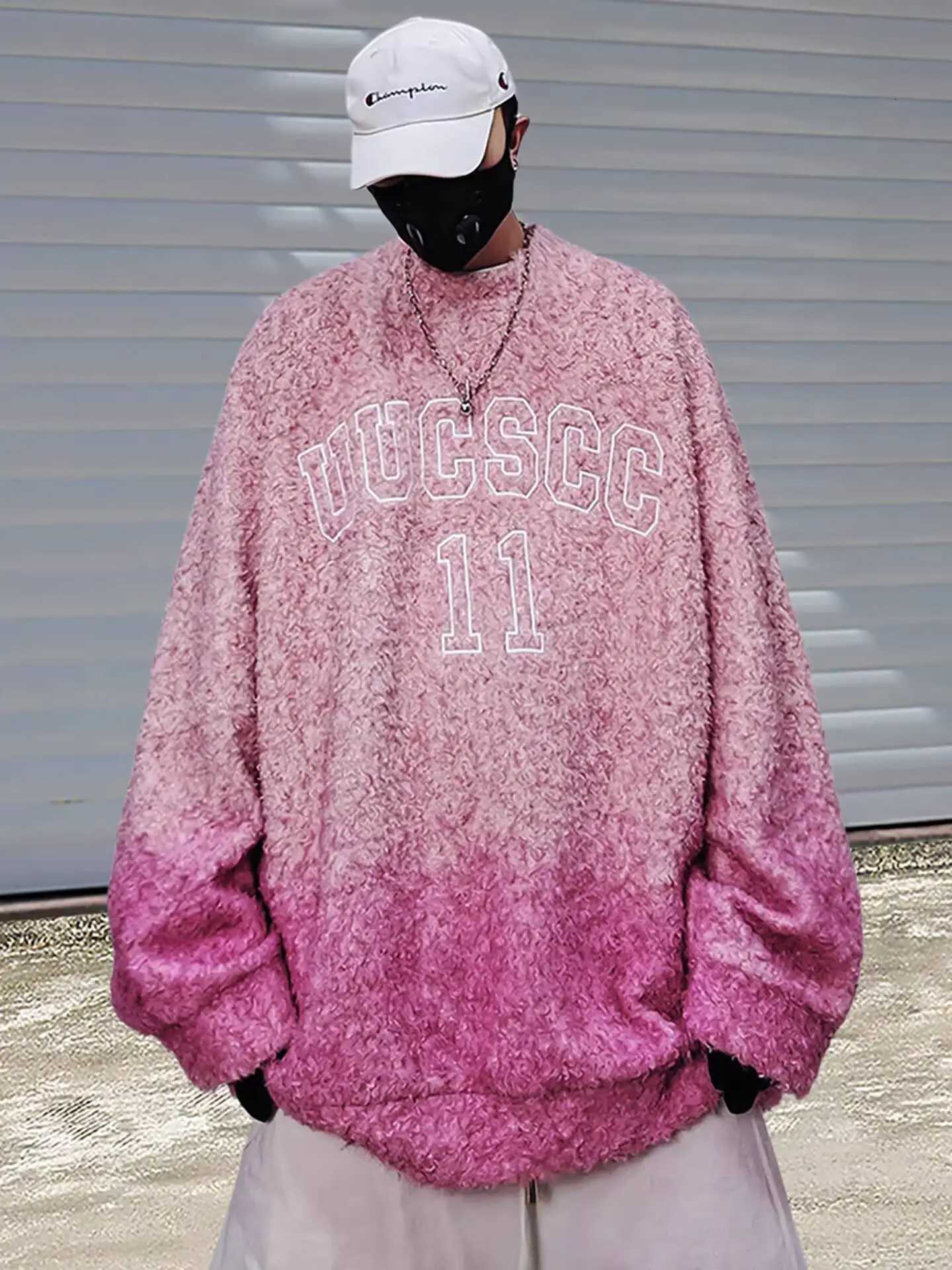 Sweaters Men's Men's Hip Hop Mohair Sweater 2026 Spirng Autumn Oversized Loose Letters Embroidery Fit Pullover Streetwear Knit Sweatshirt