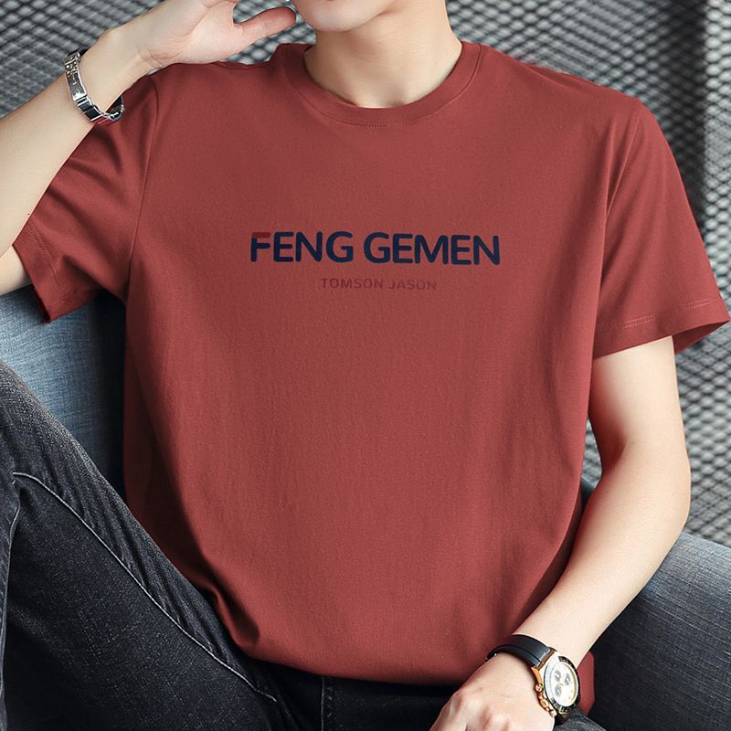 Men's pure cotton short-sleeved T-shirt, 2024 new style, round neck, trendy summer top