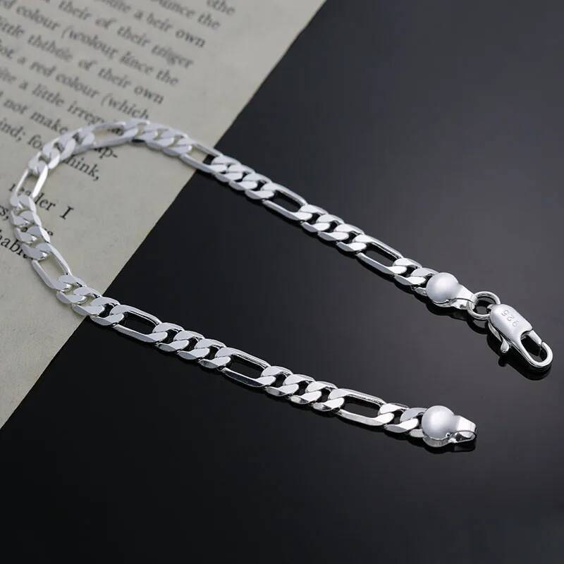 Charm 925 Sterling Silver Bracelets for Women Fine 4MM Chain Fashion Wedding Party Christmas Gifts Jewelry ddmysat