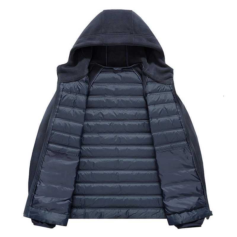 85% Hoodies Outdoor White Jackets Duck Down Coat Lightweight Men's Winter Simple Solid Warm Padded Hooded Jacket Long Sleeve Patchwork Thermal