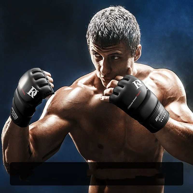 Gear 1 Pair Half-Finger Protective Boxing Gloves Premium PU Thickened Inner Lining Boxing Muay Thai Fitness Gloves Boxing Training Accessories N2609
