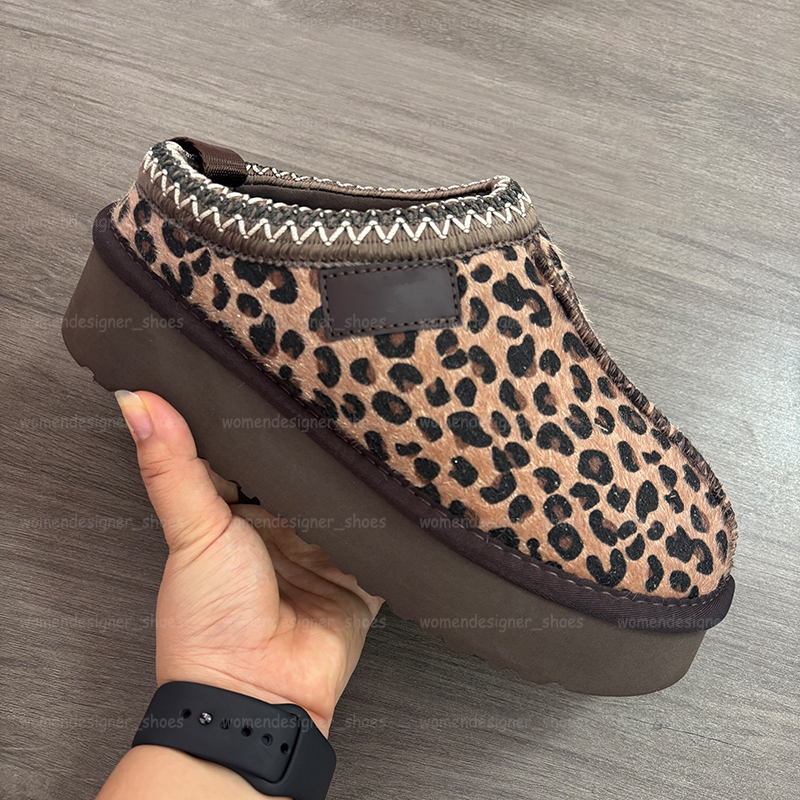 Designer Leopard Tasman Slippers Winter Fur Slipper Warm Genuine Leather Furry Tazz Sun Stitch Classic Ultra Mini Women Mens Snow Boot Slip-on 35-45