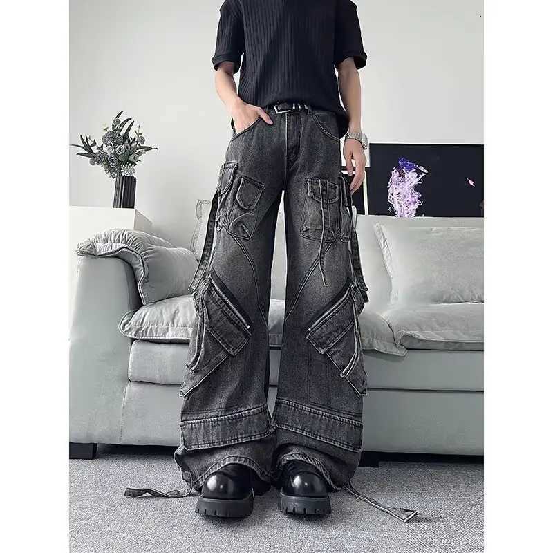 Men's Jeans 2026 Punk Style Y2K Streetwear Washed Black Baggy Cargo Jeans Pants For men Designer Clothes Wide Leg Trousers Ropa H260924