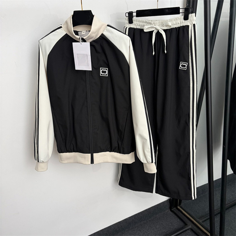 Designer Women Sporty Jacket Pants Set Zip Up Jacket Wide Leg Pants Autumn Winter Casual Running Jogging Outerwear