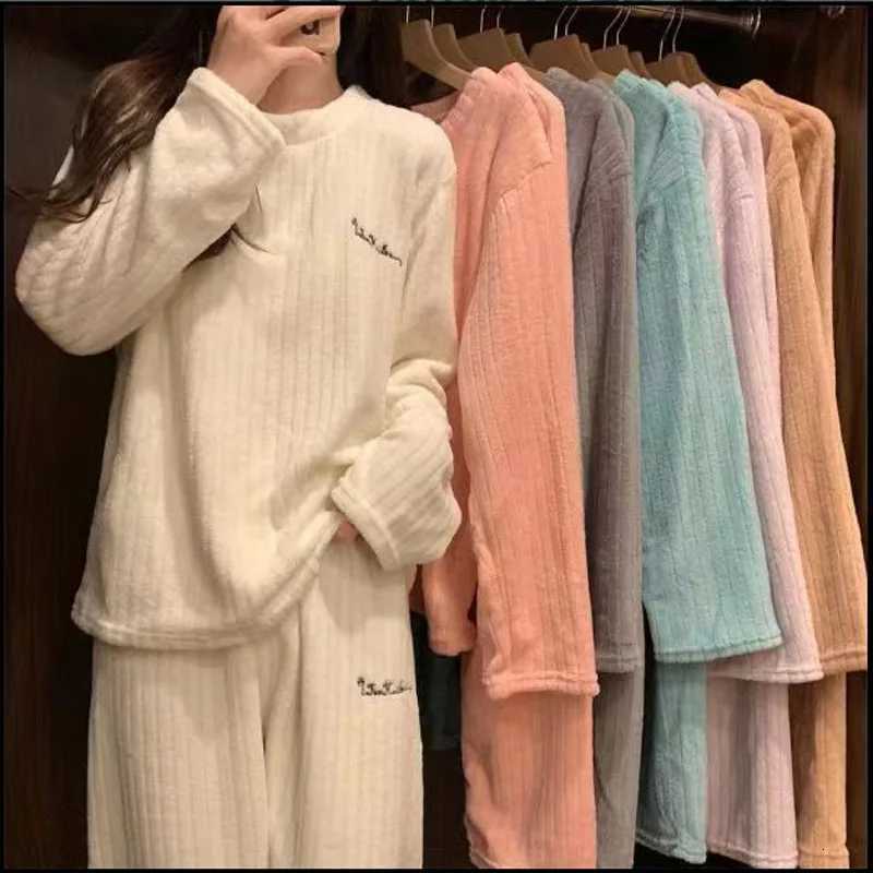 Women's Sleep Lounge Winter Women's New Pajamas Homewear Suit Women's Fall and Winter Warm Clothes Coral Velvet Leisure Pajamas Padde