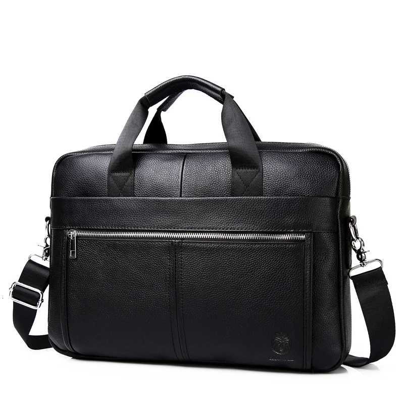 Briefcases Genuine Leather Men Briefcase 15.6 Inch Business Laptop Office Handbag Computer Bag H260923