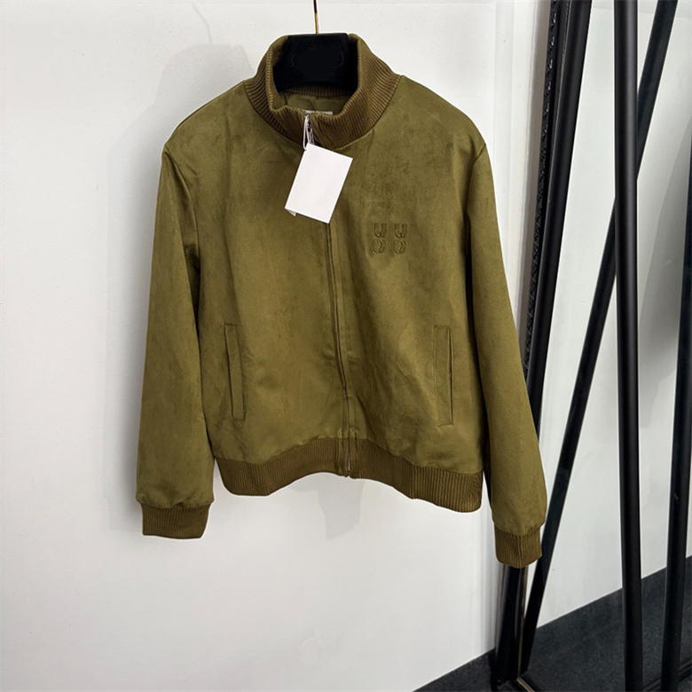 Luxury Woman Vintage Jacket Zip Up Long Sleeve Stand Collar Warm Stylish Coat Autumn Winter Casual Outerwear