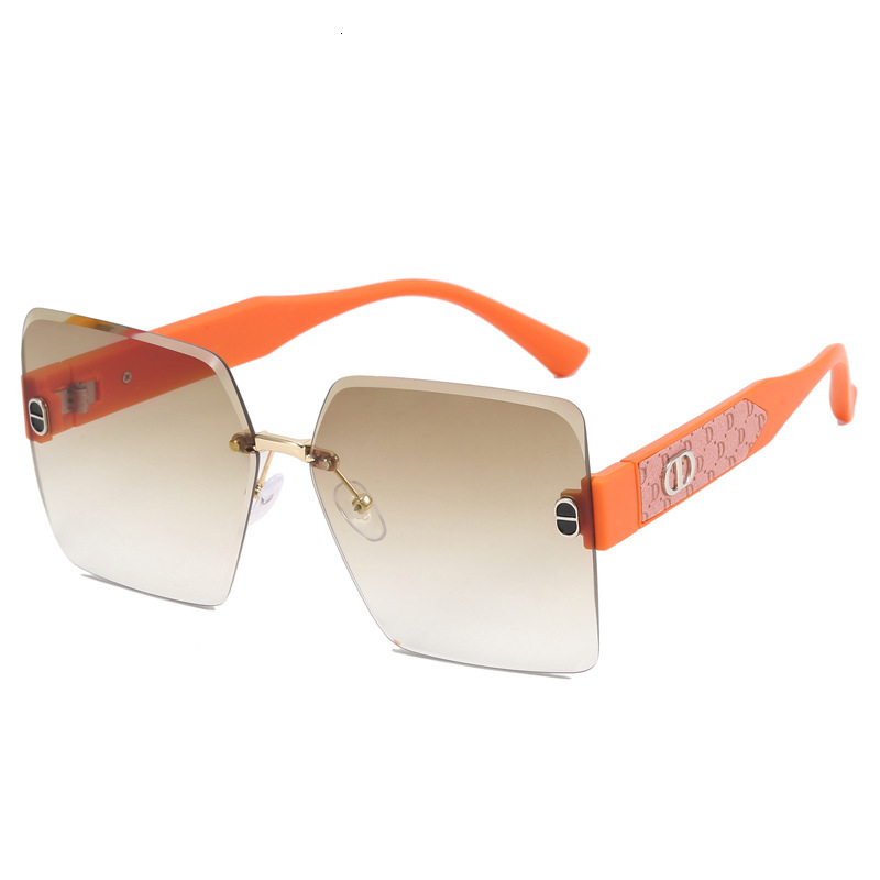 Brand Luxury Designer Sunglasses Frameless Women's Square Sunglasses, Slimming Effect, 2024 New Model, Sun Protection, Korean Style, Trendy And