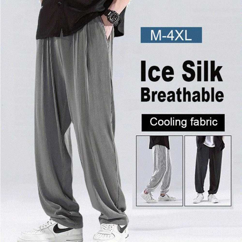 Men's Pants Summer Ice Silk Loose Pants for Men Wide Leg Casual Pants Premium Quality Loose Drape Pants H260924