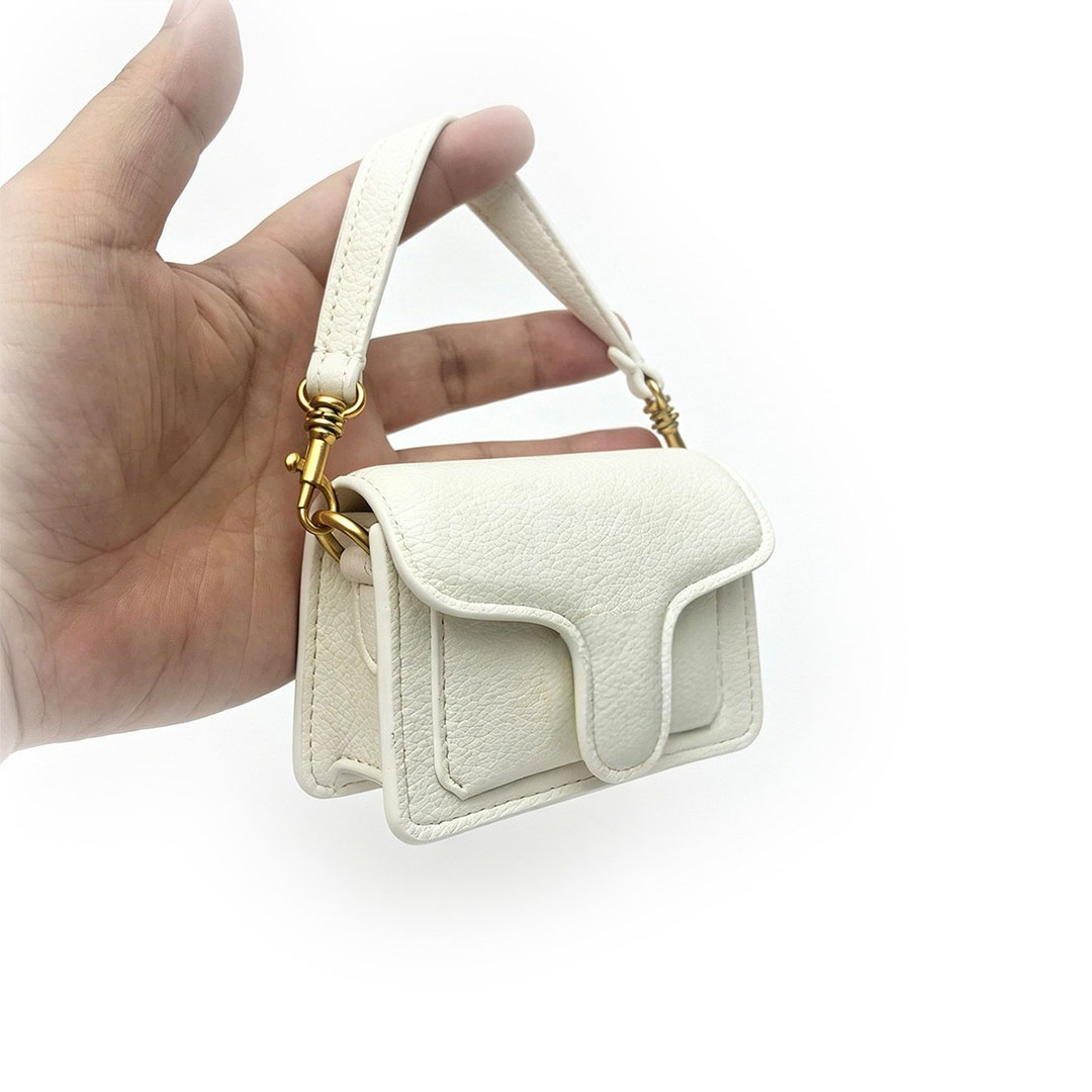 Designer's Mini Leather Flip Shoulder Bag Pendant Keychain Litchi Grain Mini Square Handbag Pendant Cute Women's Micro Bag Jewelry Backpac