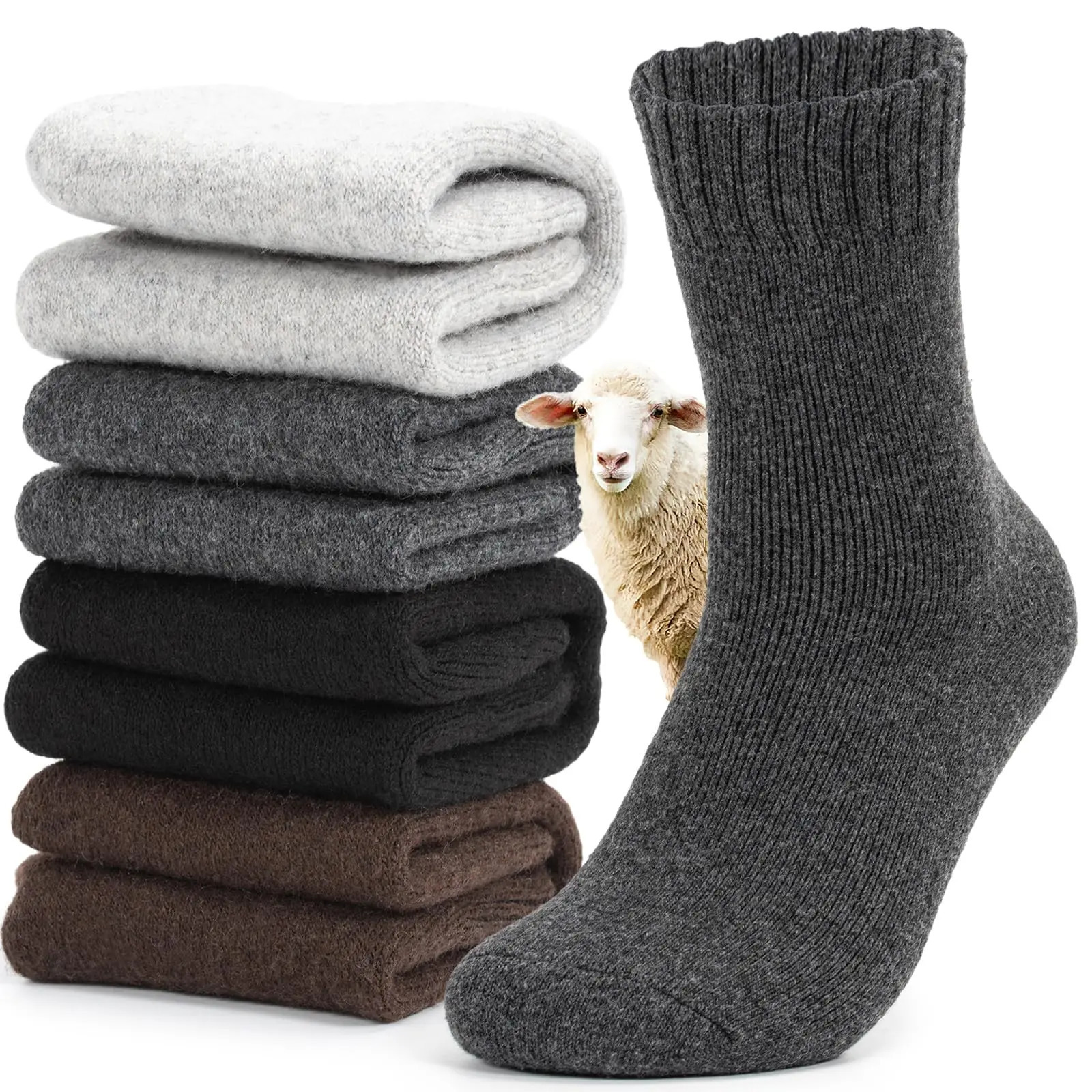 4Pairs Merino Wool Socks Women's Thick Thermal Winter Socks for Work Skiing Running Hiking Outdoor Sports Soft Cozy 260923
