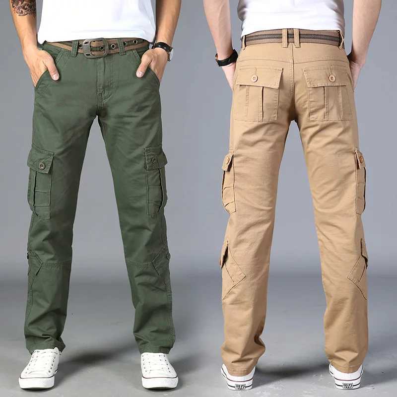 Men's Pants 2026 Spring Autumn Men's Cargo Pants Multi-Pocket Overalls Work Wear Casual Outdoors Green Slim Trousers Male Plus Size 28-40