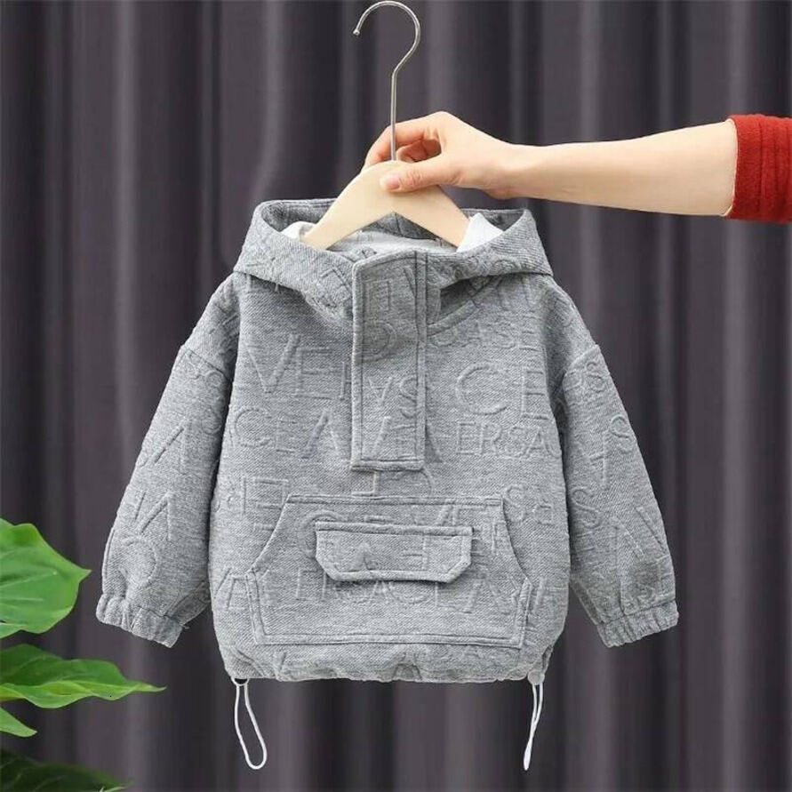 hooded Boys Hoodie Hoodies Sweatshirts Spring Autumn Fashion Embossing Drawstring Baby Boys Hoodi Sweatshirt xy9
