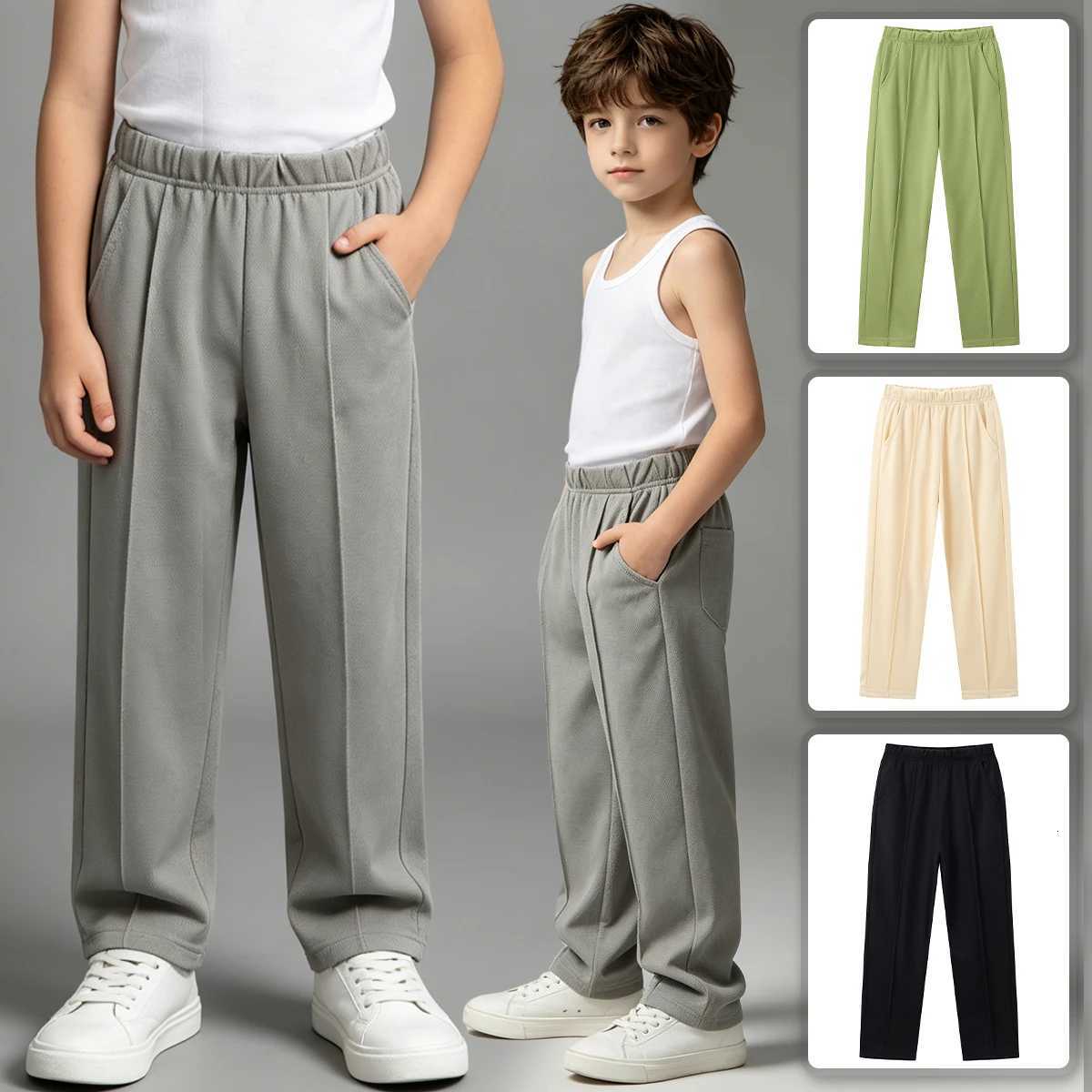 Men's Pants Children's Summer Solid Color Casual Pants For Boys And Girls Comfortable Sports Pocket Straight Leg Pants Versatile Sweatpant