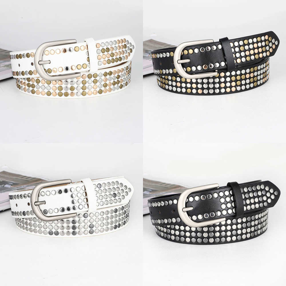 Fashion new style Belts round rivet belt full row rivet decoration unisex punk hardware jeans belt Y2k hip hop rock designer belt J260923