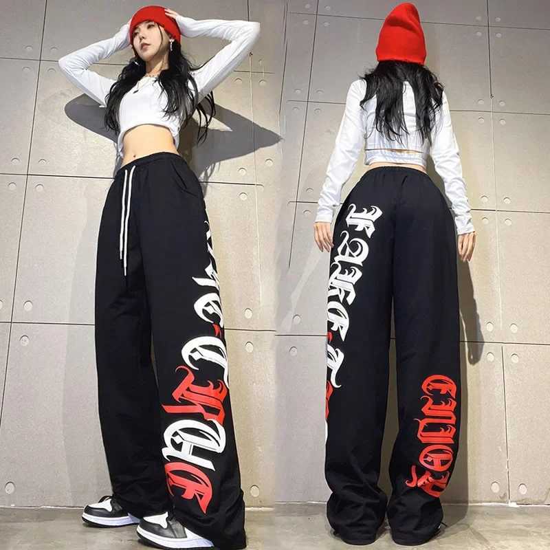 Men's Pants Summer Hot Selling Gothic Letter Print Wide Straight Leg Pants Unisex Elastic dr1 Hip Hop Oversized Long Sweat Trousers D260924