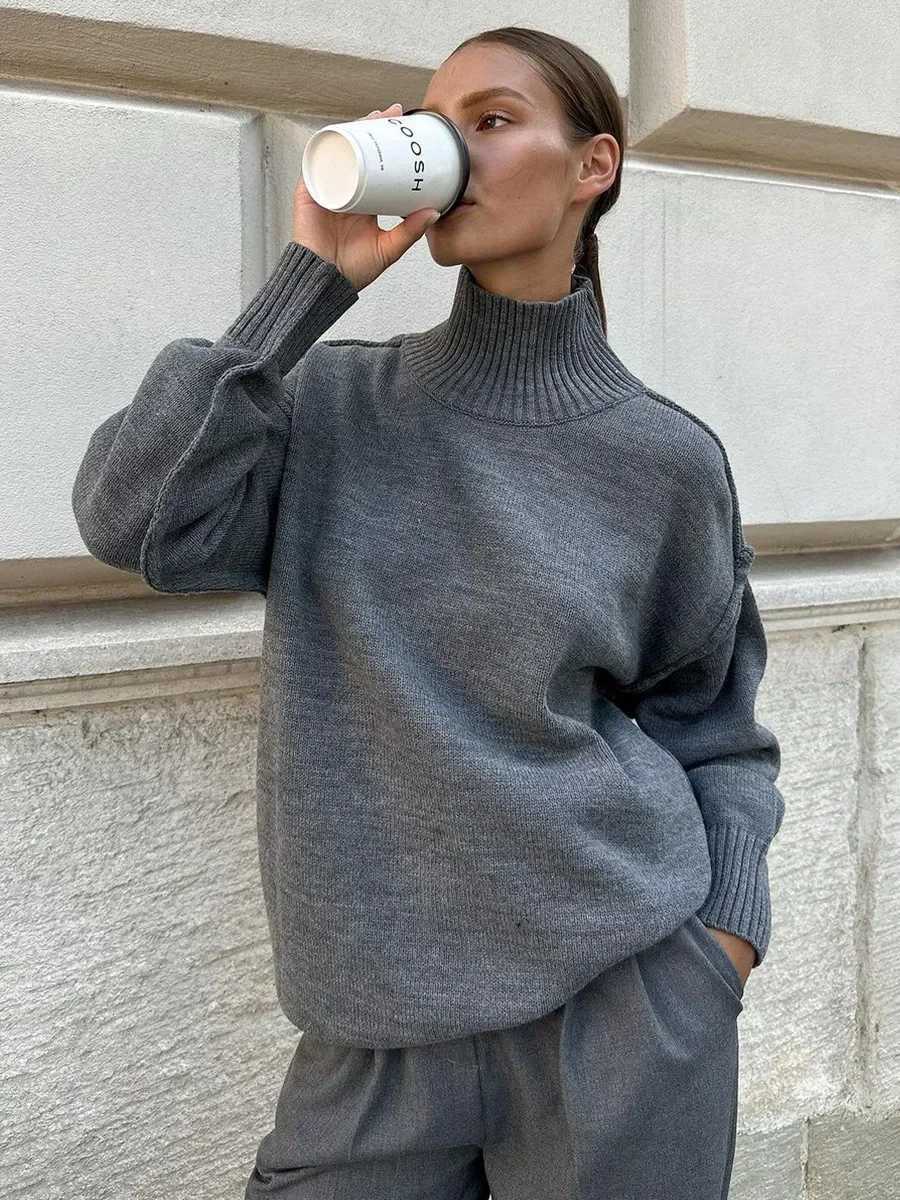 Women's Sweaters Wolfeel Women's Solid Color Fashion Knitted Turtleneck Sweater Autumn Winter Thick Loose Casual Pullovers Female Warm Swe