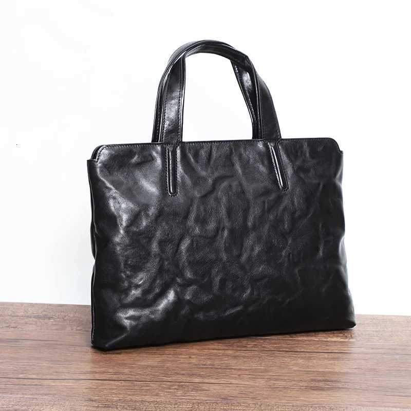 Briefcases Thin / Light Briefcase for Men Laptop Bag Genuine Leather Handbag Male Shoulder/Crossbody Bag Documents Briefcase Handbags Men H260923