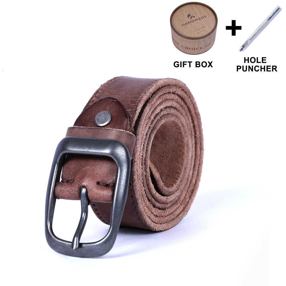 Men's Leather Belts Genuine Cowhide Belt Italian Thickened Leather With Gift Box Retro Versatile Men's Denim Belt Ideal Choice For Gif J26