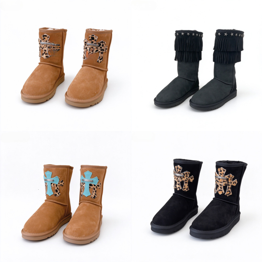 Top 10A designer snow boots, unisex platform boots, available in brown, black, and pink, mid-calf winter boots, non-slip boots, luxury brand boots 1