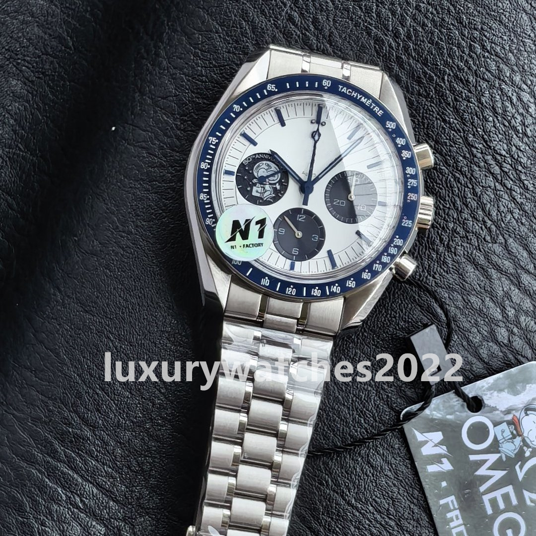 N1 Factory Mens Watch 42mm Chronograph Workin SnoopyAward CAL.3861 Movement Mechanical Automatic Stainless steel diving Men's Wristwatches